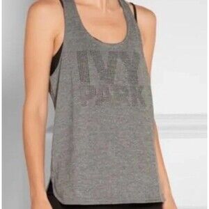 Adidas Ivy Park Tank Top Gray Small Laser Cut Logo Racerback Heather Gray